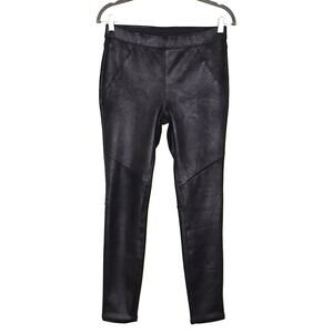 FREE PEOPLE Pull On Shimmer Legging Mid Rise Microfleece Lined Black Women's 6
